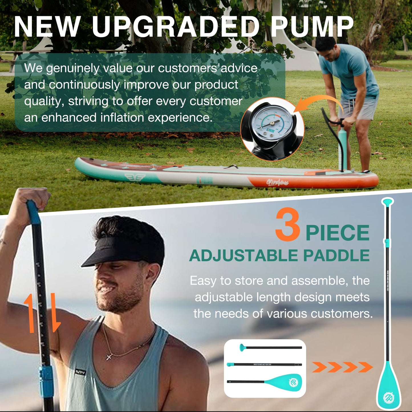 Niphean (Extra Large) Inflatable Paddle Board, SUP for 2+1 People/Family, Stand Up Paddle Board with (Beginner Friendly) StabilTrac Fin, Waterproof Phone Pouch, Paddle Boards for Adults, Gift Ideas