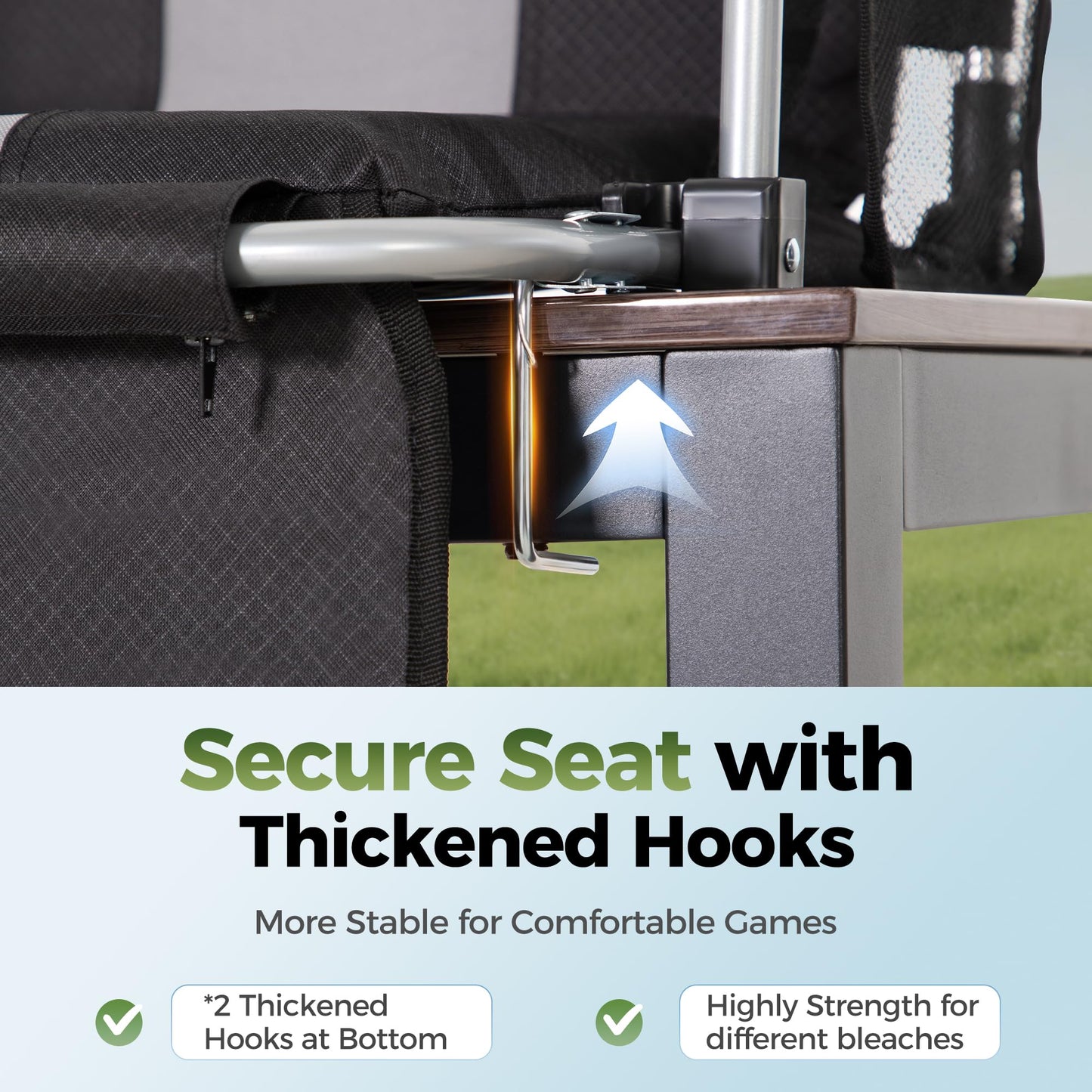 ALPHA CAMP 2 Packs Stadium Seat Chair for Bleachers with Back & Arm Rest, Black Grey