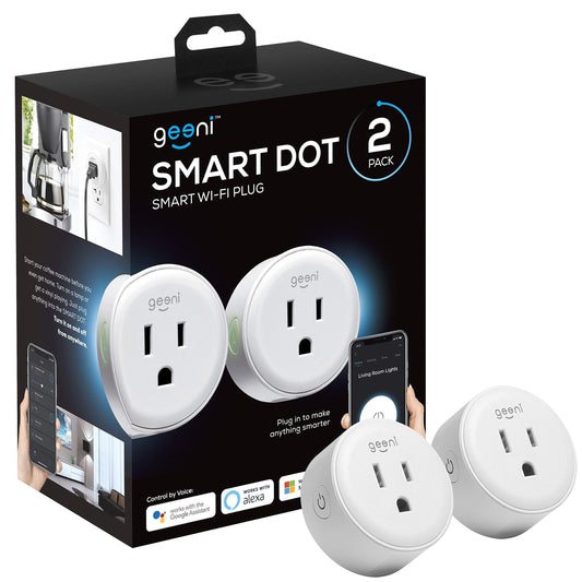 Geeni Dot Smart Plug with 2.4GHz WiFi Connectivity – 2-Pack Compact, Fire-Resistant Smart Outlet Plugs with Schedule & Timer – No Hub Needed, Supports Alexa & Google