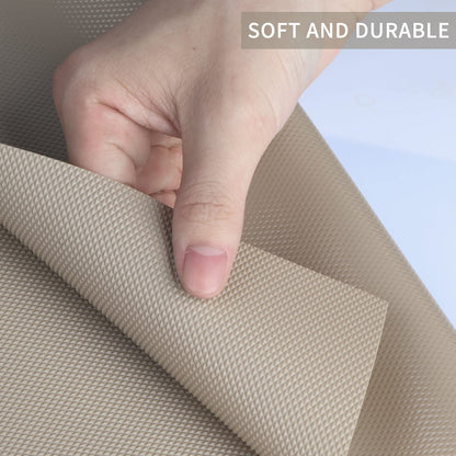 Kitchen Shelf Liner Drawer Liners, Non-Adhesive Refrigerator Liners Waterproof Fridge Mats with Strong Durable Kitchen Cabinets Mat for Drawers, Shelves, Pantry Khaki