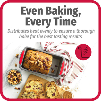 GoodCook MegaGrip 9" x 5" Nonstick Steel Bread Loaf Pan with Silicone Grip Handles, Gray