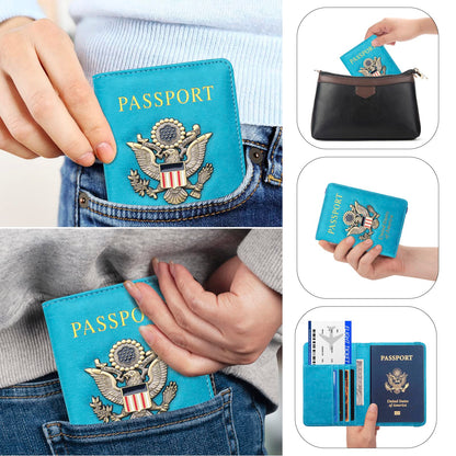 FACATH Passport Cover Case, Holder, Protector Travel Covers Wallet Case RFID Blocking Leather Card Case, Document Organizer (Sky Blue)