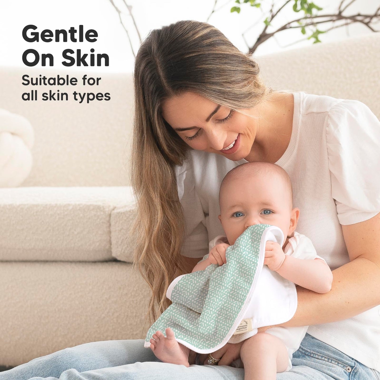 5-Pack Muslin Burp Cloths Baby Boy, Girl - Very Absorbent Baby Burp Cloth Rags, 8-Layers Viscose Derived from Bamboo Cotton Muslin Towel, Super Soft Spit Up Rags, No Shrink Washcloths (Nordic)