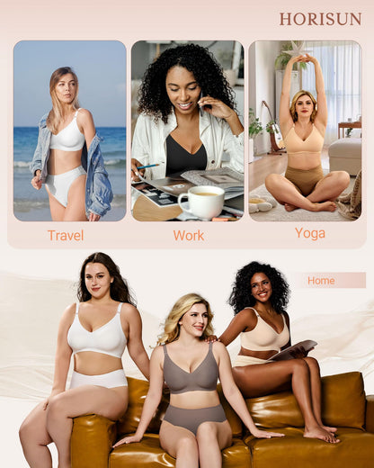 HORISUN Comfortable Bras for Women Supportive Wireless Bra Full Coverage(White S)