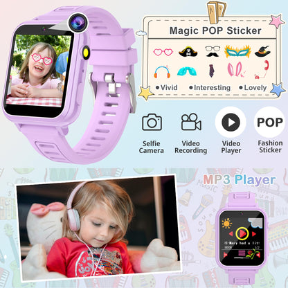 Kids Smart Watch Gift for Girls Age 3-12, 24 Games HD Touch Screen Girls Watch with Camera Video Music Player Pedometer Flashlight 12/24 hr Toys Gifts for 6 7 8 9 10 Year Old Girl Birthday Gift