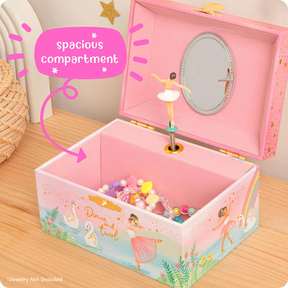 Musical Ballerina Jewelry Box for Girls - Kids Music Box with Spinning Ballerina, Ballet Birthday Gifts for Little Girls, Jewelry Boxes, 6 x 4.7 x 3.5 in - Ages 3-10,Pink