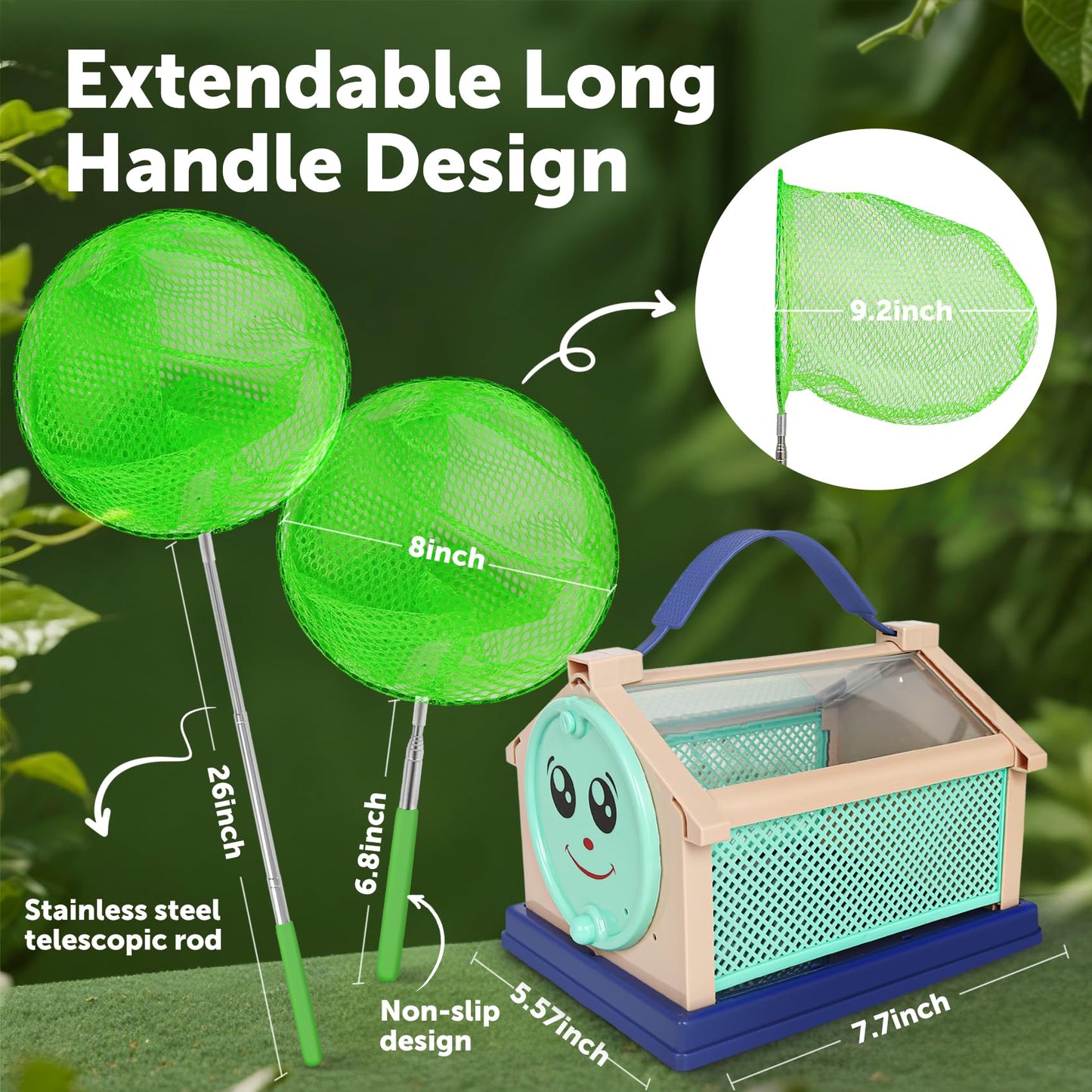 Kids Bug Catcher, Bug Catching Set with Butterfly Net, Insect Toys Collection Box, Insect Habitat, Kids Adventure Set Outdoor Toys-Nature Exploration Set for Kids 3+ Years