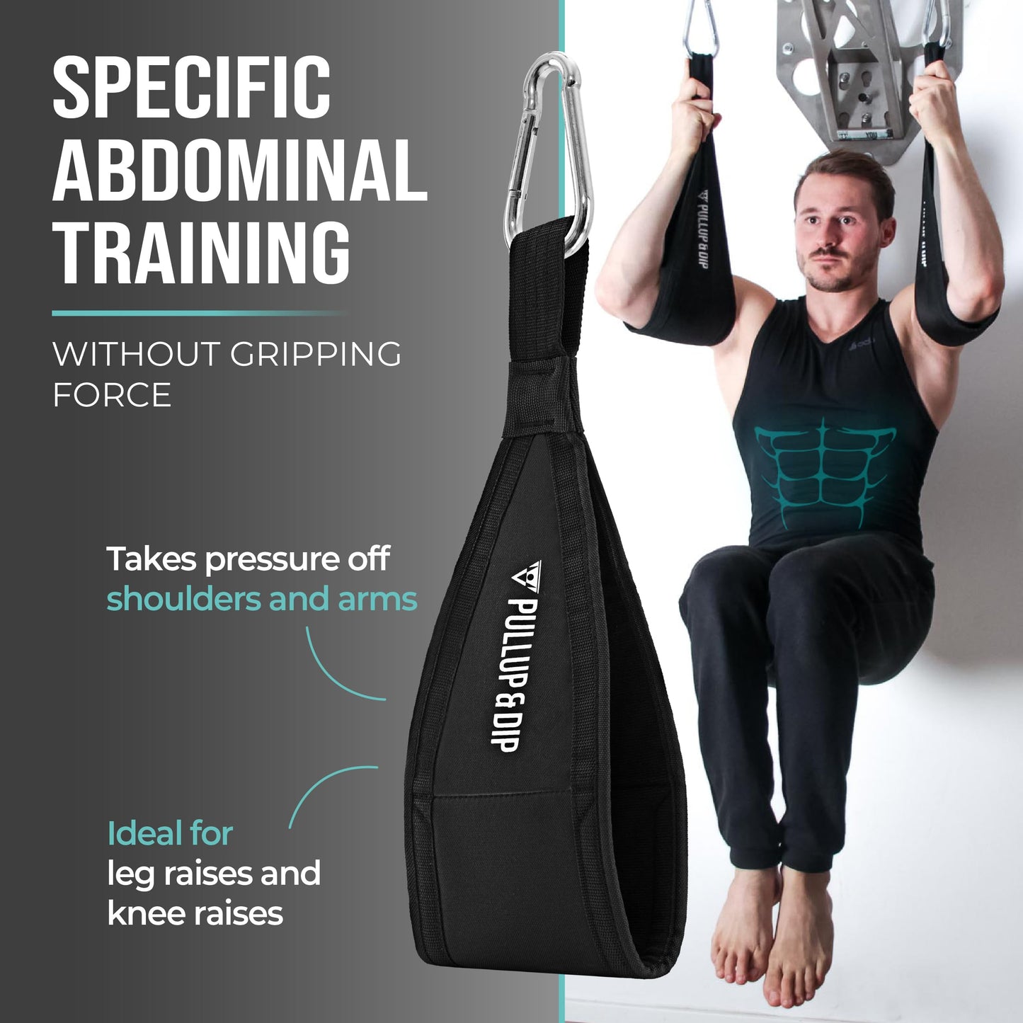 PULLUP & DIP Ab Straps, Premium Abdominal Slings for Abdominal Training, Padded Workout Straps for Crunches, Hanging, Leg Raise, Set of 2 Ab Slings for Pull-Up and Chin-Up Bar