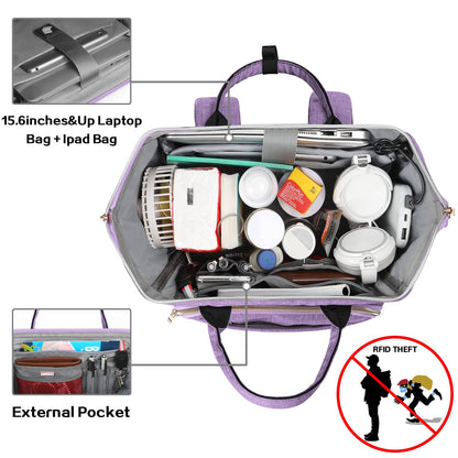 JCDOBEST Lunch Bag Backpack, Insulated Cooler Backpack Lunch Box Laptop Backpack with USB Port for Women Men