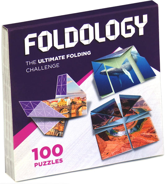 FOLDOLOGY - The Origami Puzzle Game! Brain Teasers for Tweens, Teens & Adults | Travel Game, Hands-On STEM Toy, Stocking Stuffer, Gift for Ages 10+ | Fold the Paper, Complete the Picture | 100 Puzzles