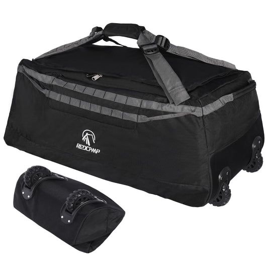 REDCAMP Foldable Duffle Bag with Wheels, 140l Black