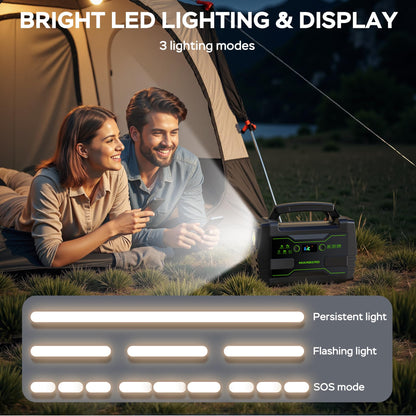 MARBERO 100W Solar Powered Generator with 30W Foldable Solar Panels 150Wh Lithium Battery Portable Power Station with AC DC and USB Outputs for Camping Emergency Home Backup Blackout Hiking