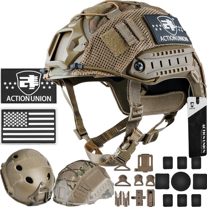 ACTIONUNION Airsoft Helmet Basic Set PJ Type Tactical Paintball Helmet (Medium, Tan)