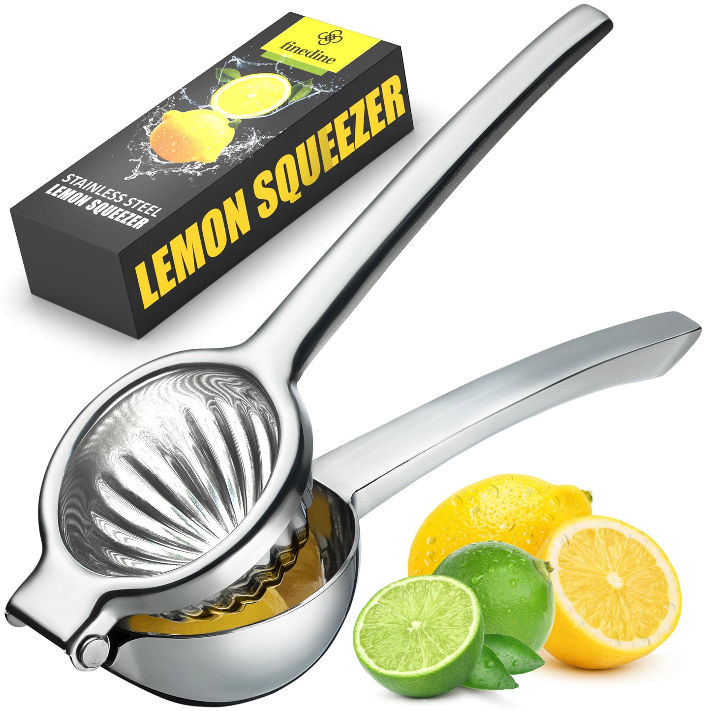 Premium Lemon Squeezer Stainless Steel - Heavy Duty Lime Squeezer, Lemon Juicer Manual With Comfortable Handle For Extracting All Juice Possible - Hand Citrus Juicer