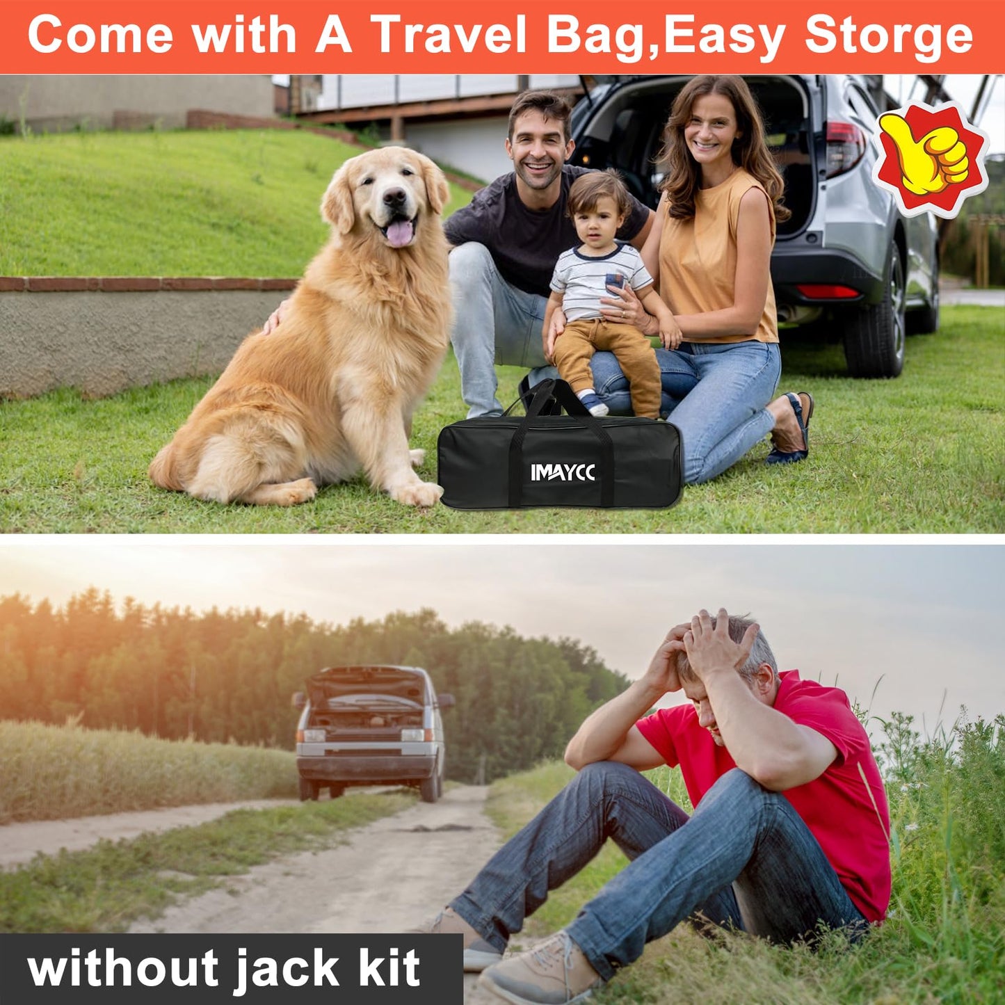 IMAYCC Scissor Jack, Portable Car Jack Kit 6614 lbs (3 Ton), Universal Tire Change Kit for Auto/SUV/MPV - Tire Jack Max 17 Inch