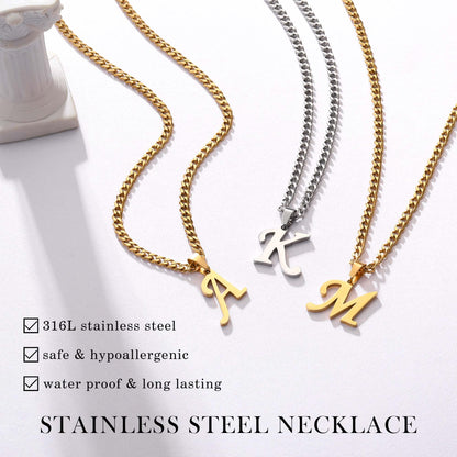 Initial Necklace for Men Boys, Gold Chains for Boys Mens Jewelry Stainless Steel Cuban Chain Letter K Pendant Necklace Anniversary Fathers Day Birthday Gifts for Men Dad Grandpa Son Boyfriend Husband
