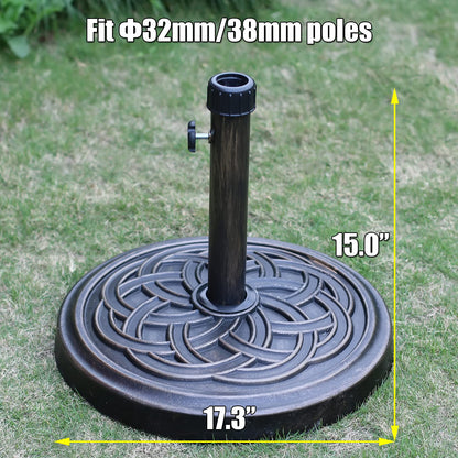 Orgrimmar Umbrella Base 26.5lbs Outdoor Living Heavy Duty Round Antiqued Patio Market Umbrella Base