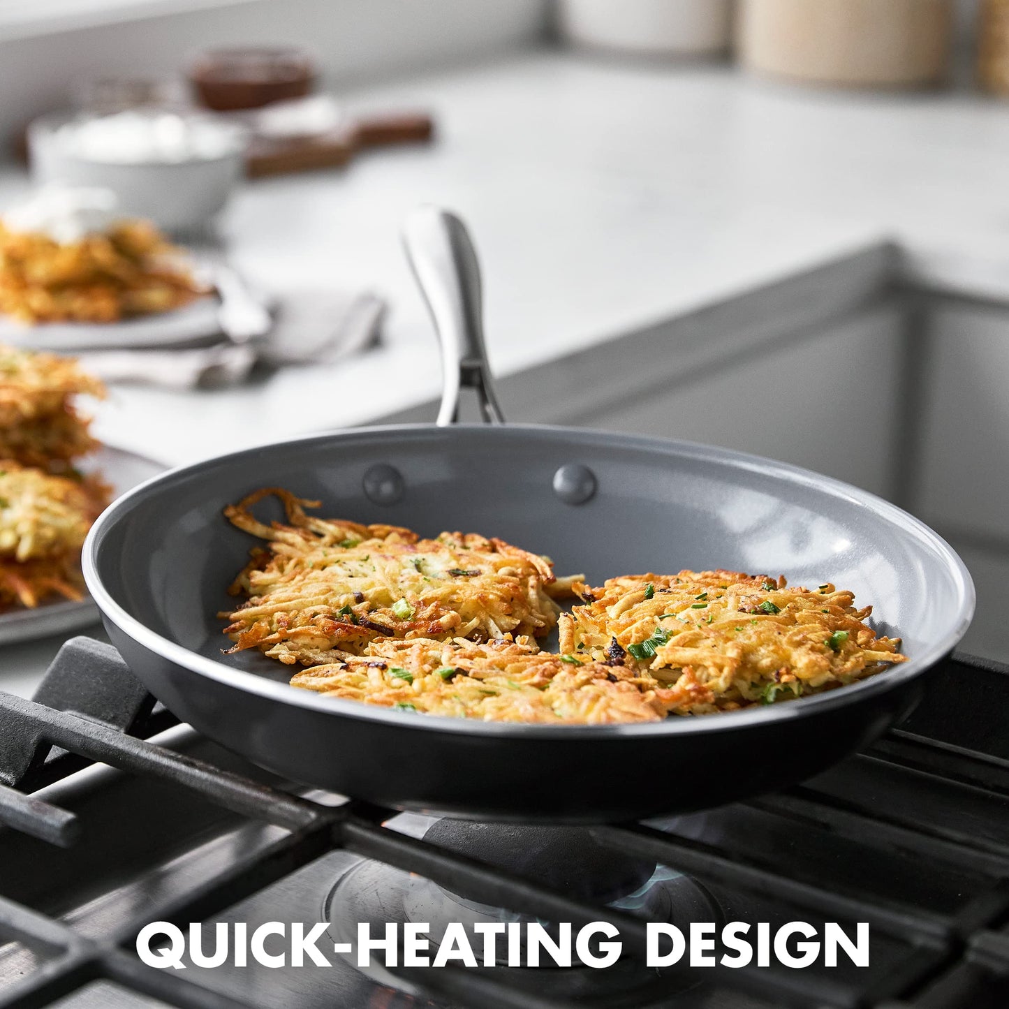 GreenPan Swift Healthy Ceramic Nonstick, 8" Frying Pan Skillet, Stainless Steel Handle, PFAS-Free, Dishwasher Safe, Oven Safe, Black