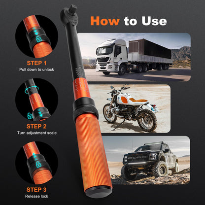 1/2-Inch Drive Torque Wrench Set 22PCS, 10-180FT.LB/13.6-244.1Nm, Click Torque Wrench Socket Set, 72-Tooth Dual-direction, ±3% Precision Adjustable Torque Wrench for Lug Nut, Bicycle, Moto, Car