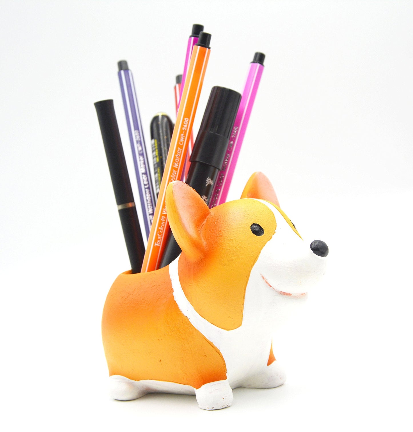 MONMOB Creative Corgi Pen Pencil Brush Holder Pot Stylish Storage Container Desk Accessories Organizer Decoration Succulent Plant Pot Office School Gift