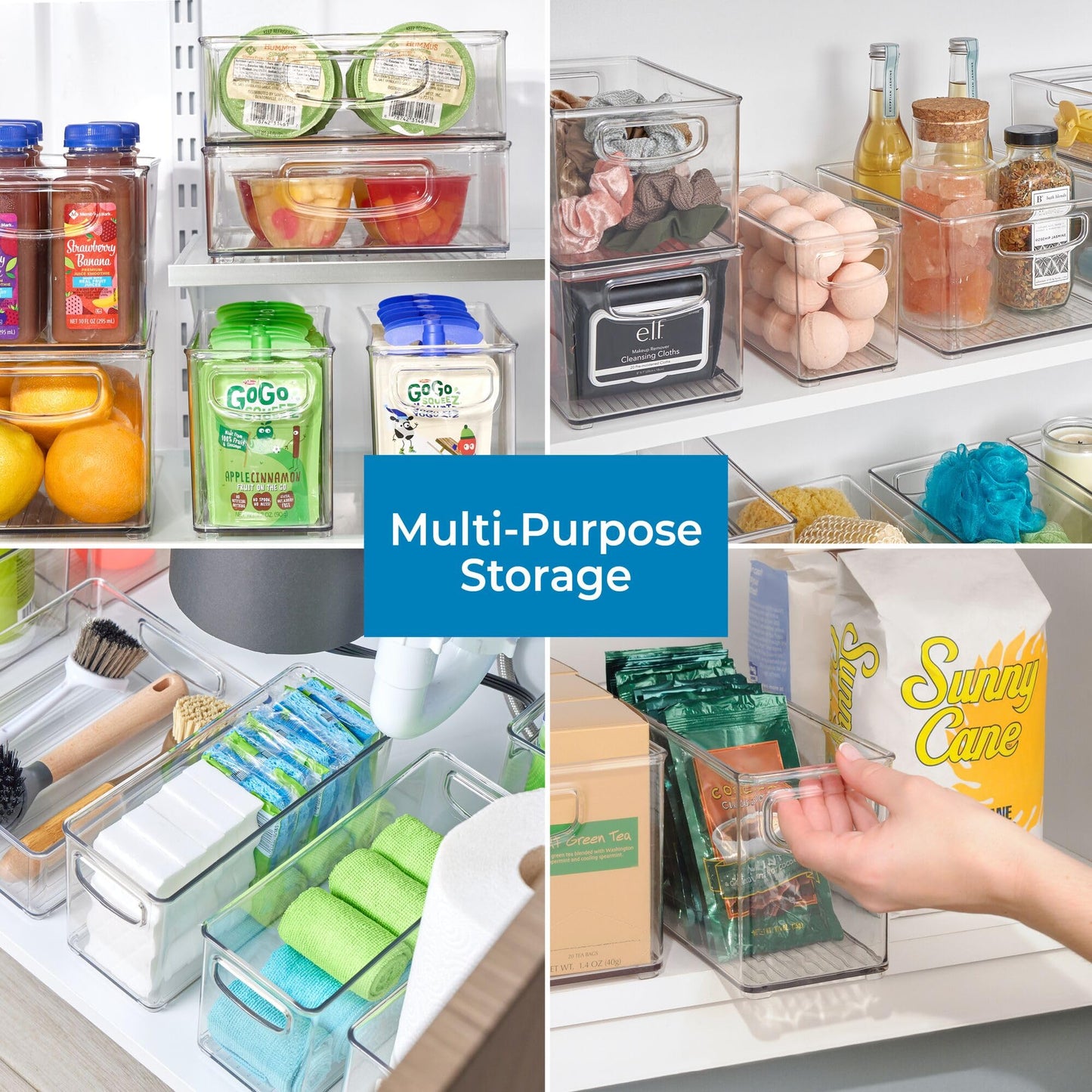 iDesign Stackable Pantry Bin with Handles for Kitchen, Fridge, or Freezer, Clear, Made in USA