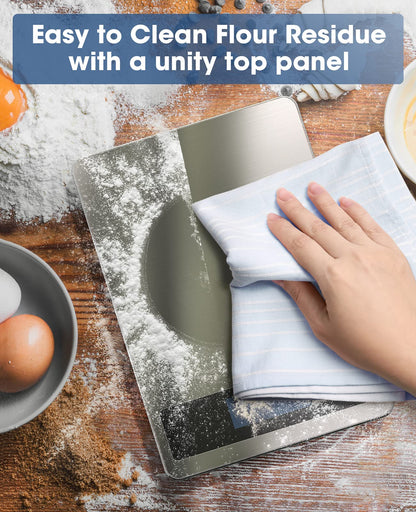 Nicewell Food Scale, 22lb Digital Kitchen Scale Weight Grams and oz for Cooking Baking, 1g/0.1oz Precise Graduation, Stainless Steel and Tempered Glass (Ash Silver)