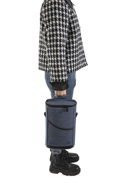 ALLCAMP 2 Bottle Wine Tote Carrier - Insulated Portable Padded Canvas Wine Bag for Travel, BYOB Restaurant, Wine Tasting, Party, Great Christmas Day Gift for Wine Lover，Blue