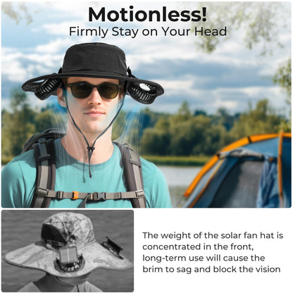 AMACOOL 2-in-1 Hands-free Hat Fan with Detachable Neck Fan, UPF 50+ Wide Brim Sun Hat, 3-Speed Adjustable, 2600mAh Rechargeable Fishing Essentials for Men Women Camping Travel Delivery Outdoor-Black