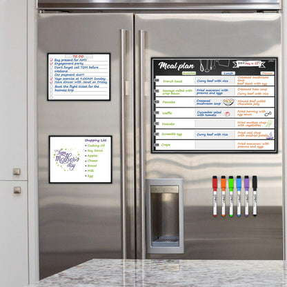 JJPRO Magnetic Dry Erase Meal Planning Whiteboard for Refrigerator-One 14.5x11 Weekly Menu Board and Two Notes Whiteboard for Kitchen Fridge-Refrigerator Organizer with Meal Planner Boards