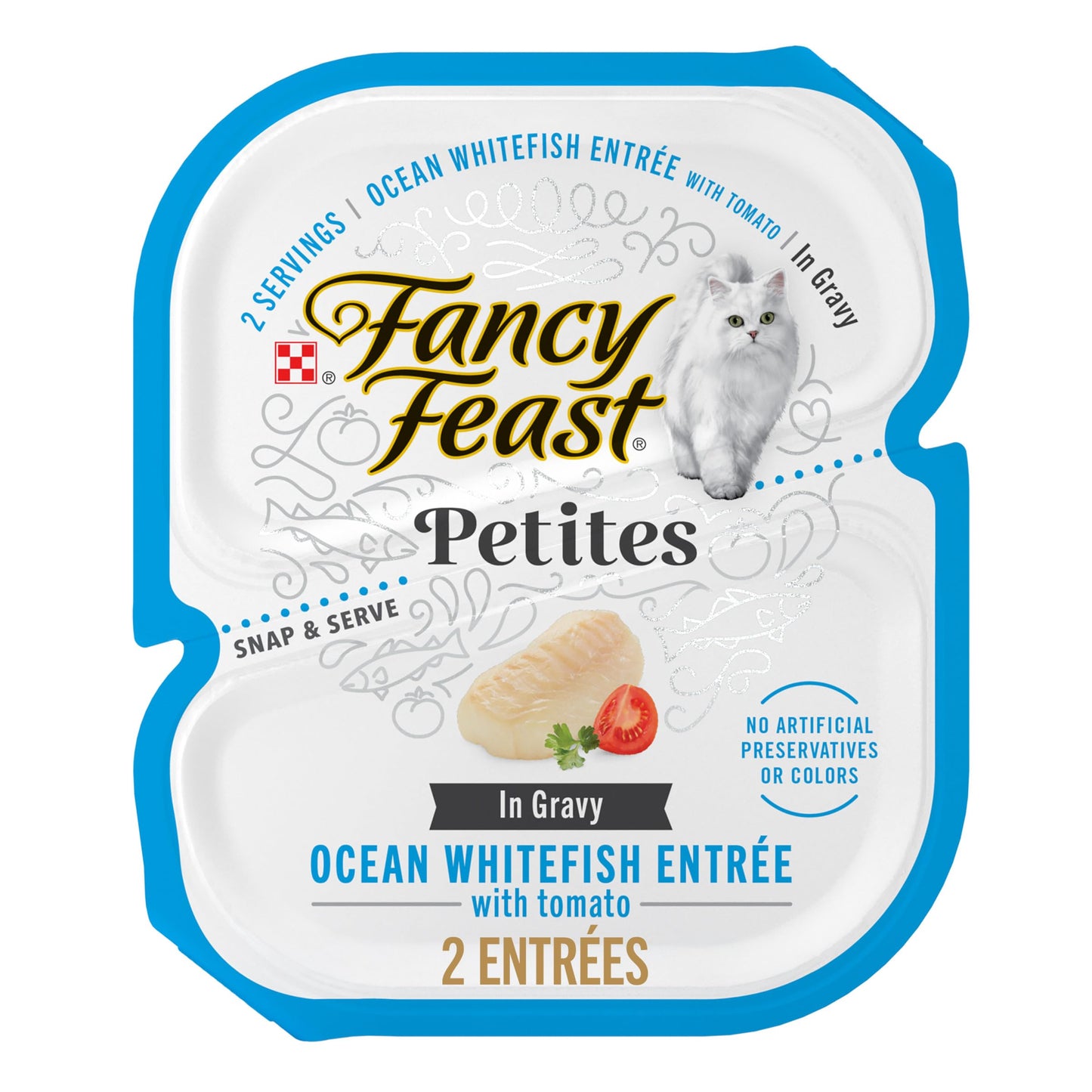Purina Fancy Feast Petites Ocean Whitefish Entree With Tomato in Gravy Gourmet Wet Cat Food - (Pack of 12) 2.8 oz. Tubs