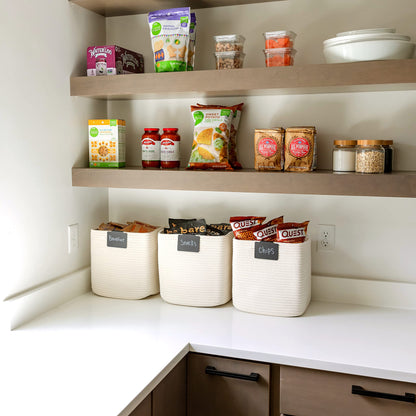 NaturalCozy Storage Cubes 11 Inch Cotton Rope Woven Baskets for Organizing, 3-Pack | Cube Storage Bin | Square Storage Baskets for Shelves Organizer, Classroom, Kids Toy Bins, Closet, Baby Nursery