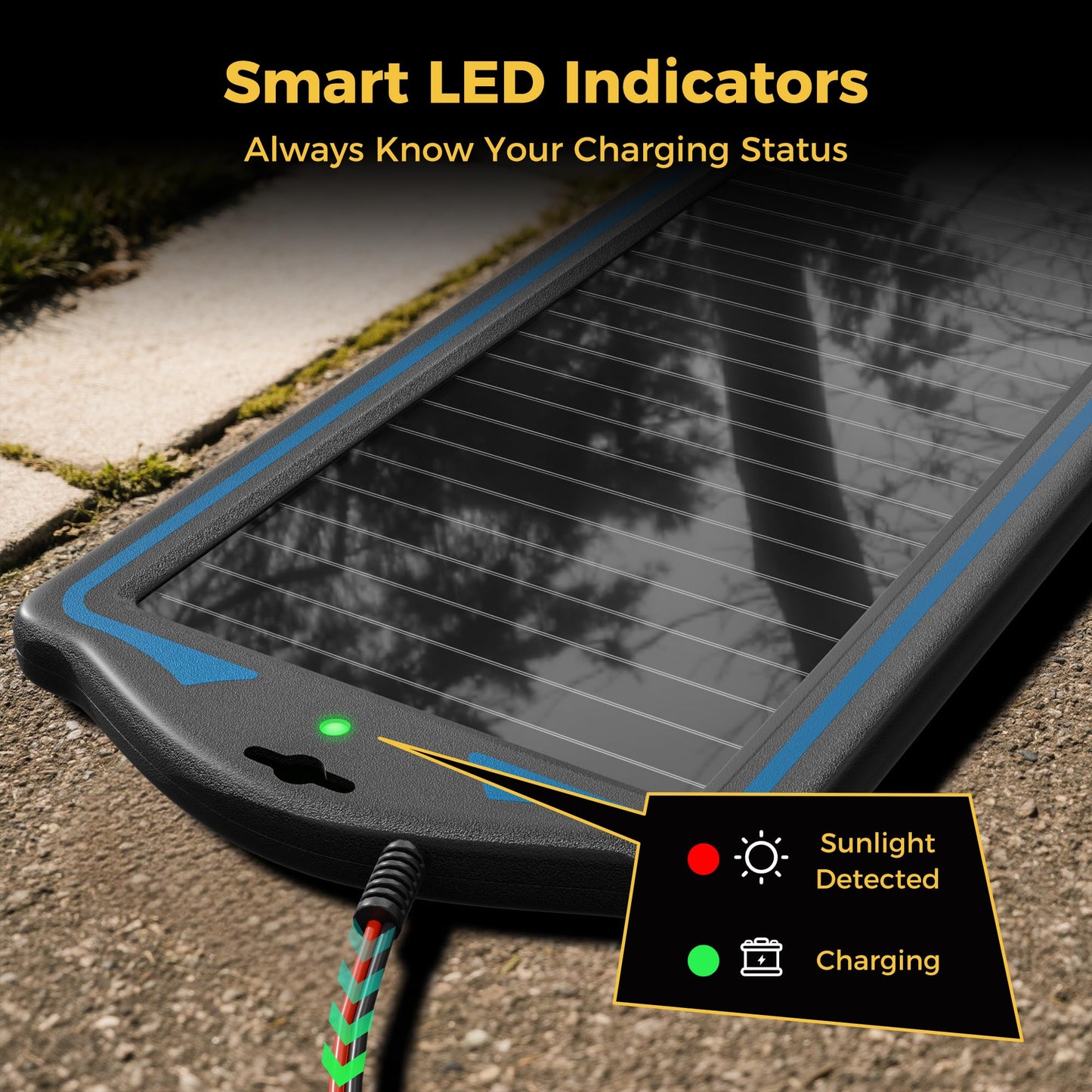 SUNAPEX 12V Solar Battery Charge: Waterproof Portable Solar Panel Kit - Battery Maintainer Trickle Charger - with Upgrade Built in Charge Controller for Car Boat RV Trailer Automotive Motorcycle