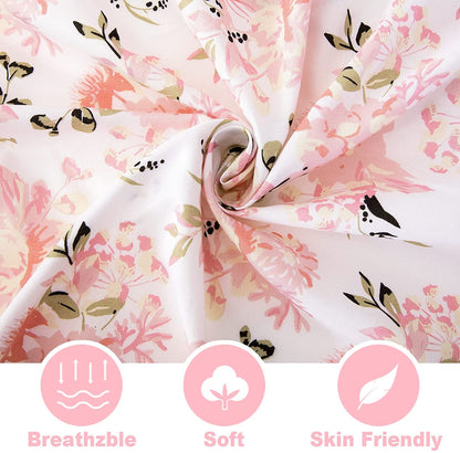 Little Grape Land Pack and Play Sheets Mini Crib Sheets Soft Breathable Pack N Play Sheets, Playard Fitted Sheet 2 Pack Stretchy Fits 38"x26" Playard Mattress, Pink Floral