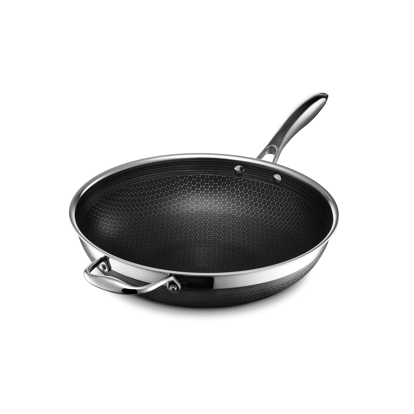 HexClad Hybrid Nonstick 12-Inch Wok, Stay-Cool Handle, Dishwasher-Friendly, Oven-Safe Up to 900°F, Induction Ready, Compatible with All Cooktops