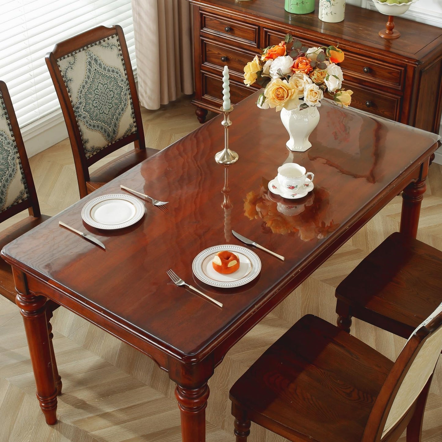 OstepDecor Clear Table Protector 2mm Thick, 24 x 48 Inch Clear Table Cover Protector, Plastic Table Cover, Desk Protector Mat, Waterproof Desk Cover Pad for Coffee Table, Writing Desk, Dining Room