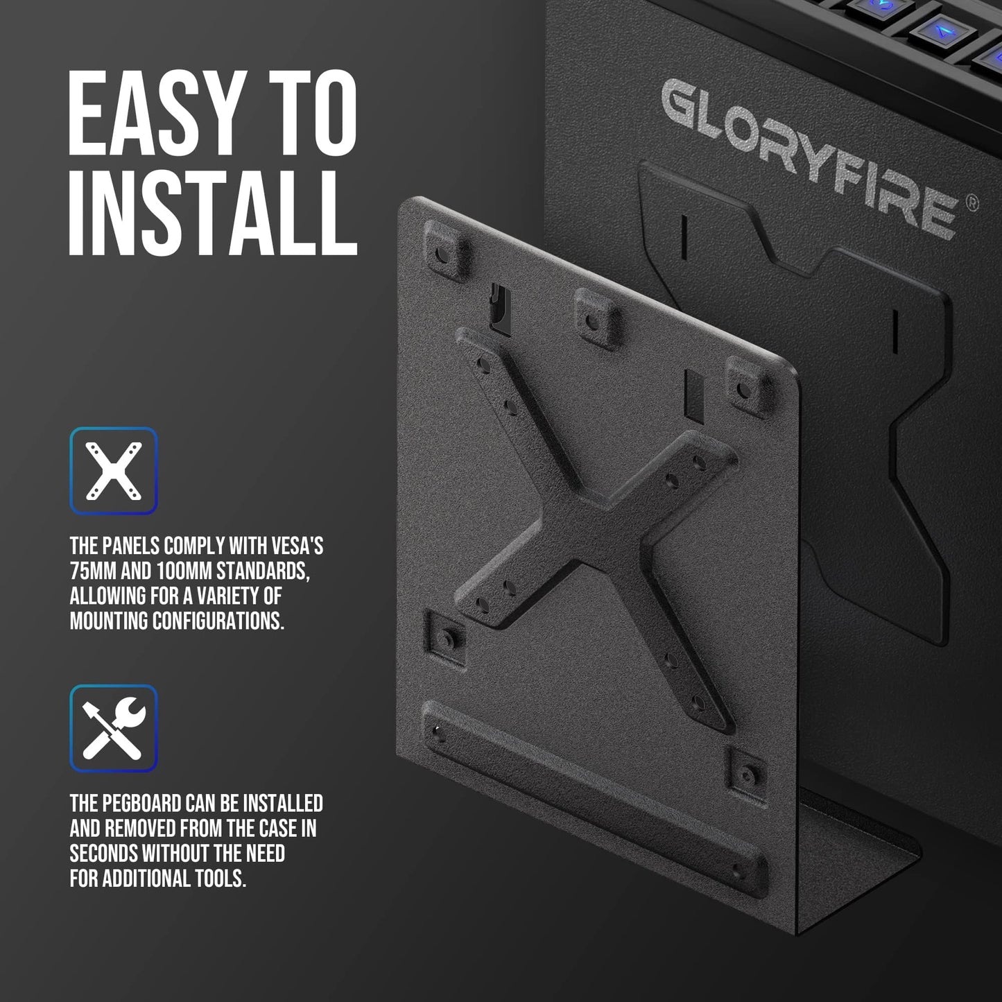 GLORYFIRE Gun Safe Biometric Pistol Safe, Mounted Nightstand Quick Access Handgun Safe and Gun Lock Box for Car, Truck, Desk, Bedside, Wall with Security Fingerprint, Key Access, PIN Code