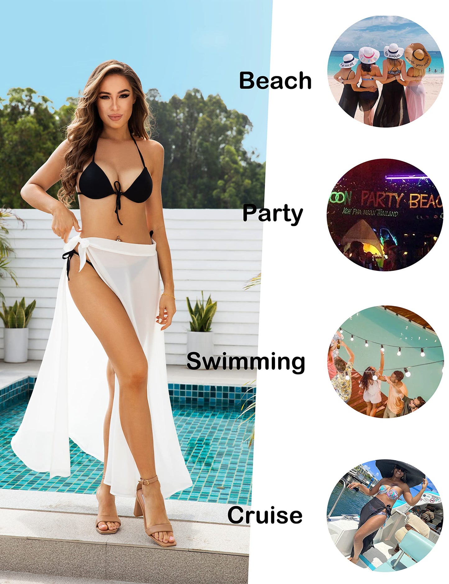 LIENRIDY Women Pareo Swimsuit Beach Swimwear Wrap Bikini Sarong Rosy 2XL-3XL