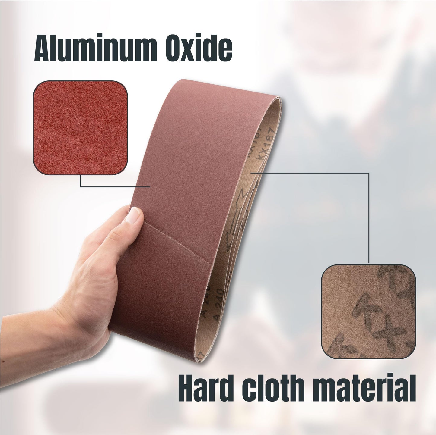 POWERTEC 4 x 24 Inch Sanding Belts, 18 PK, 3 Each of 60 80 120 150 240 400 Grits, 4x24 Belt Sander Sanding Belts, Aluminum Oxide Sandpaper for Oscillating Belt Sander, Woodworking (110008)