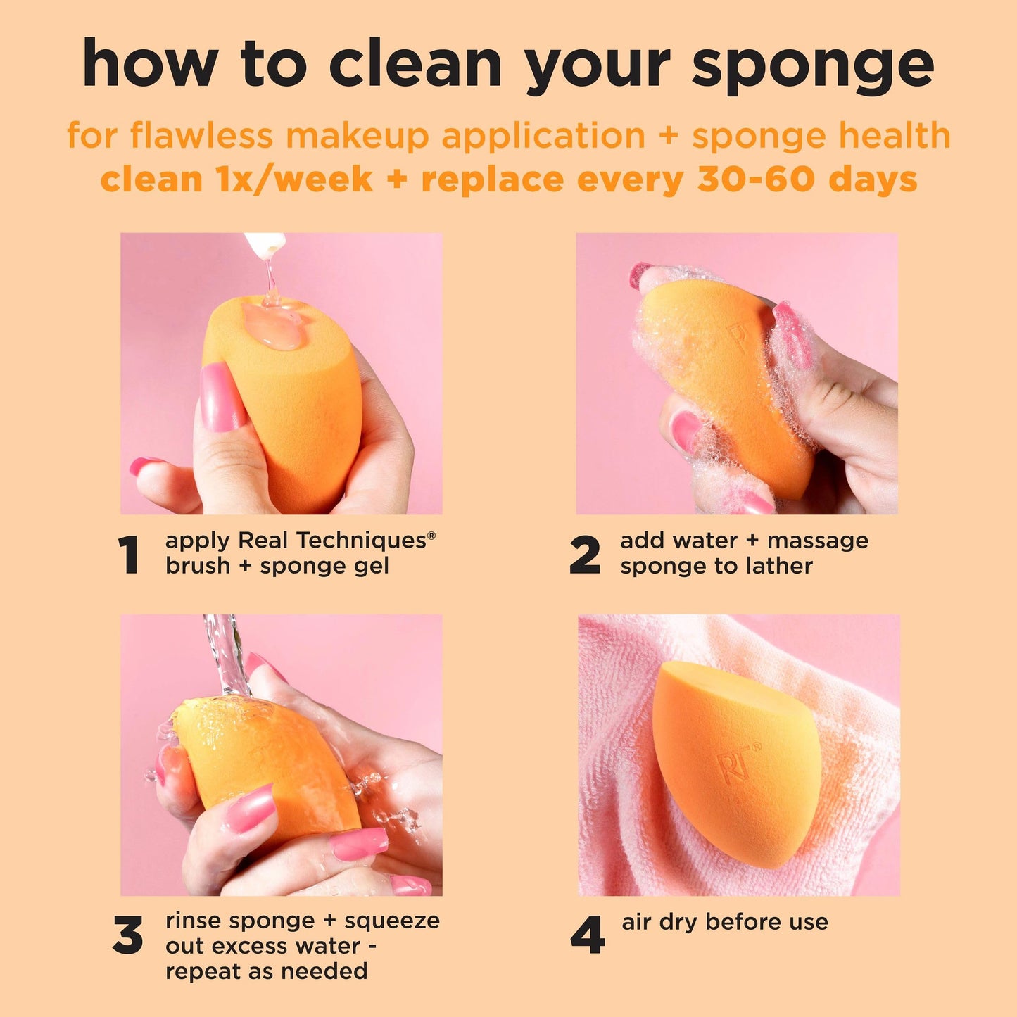 Real Techniques Miracle Complexion Sponge, Beauty Sponge For Makeup Blending & Foundation Application, Full Coverage, Streak-Free Professional Makeup Tool, Cruelty Free, Vegan, Latex Free, 2 Count