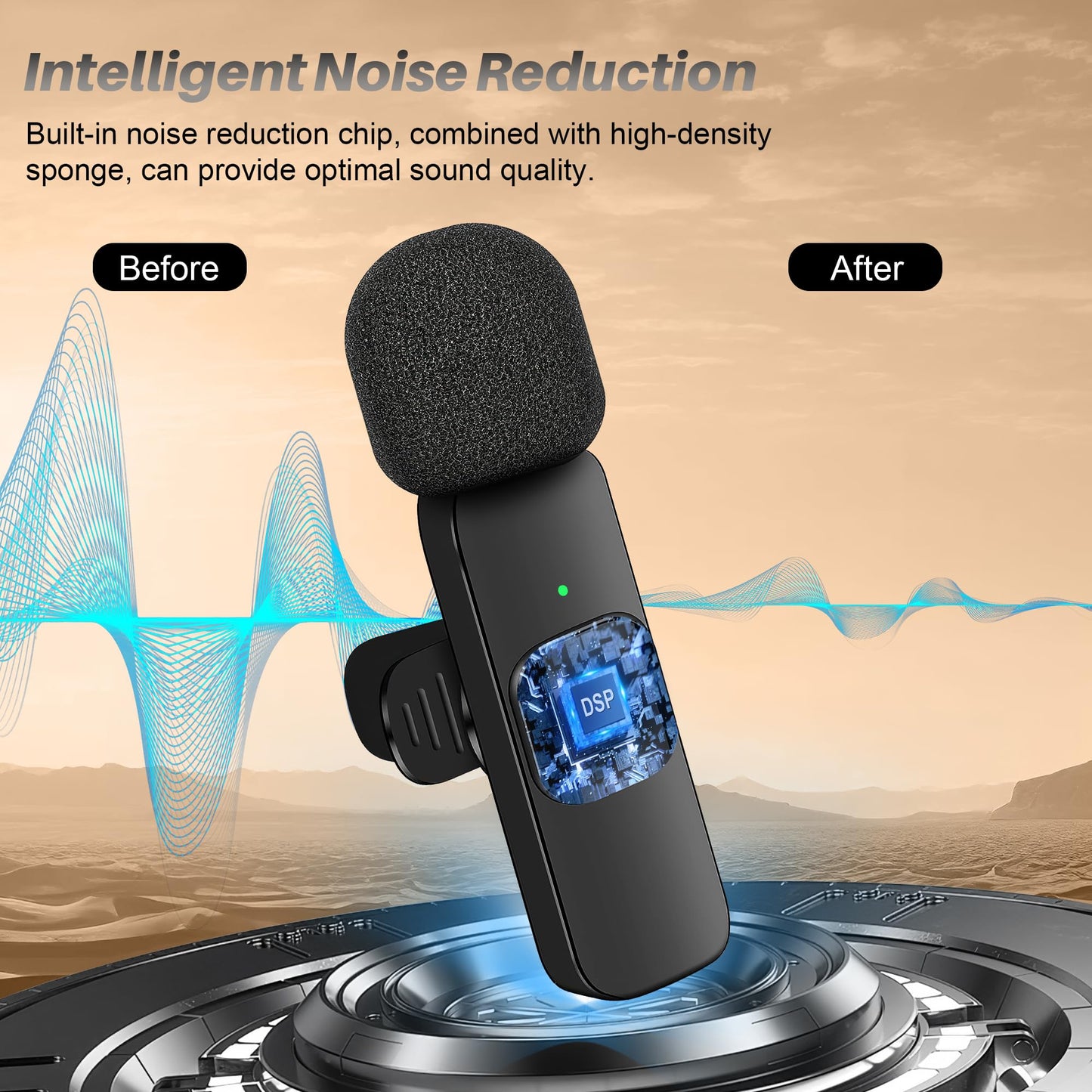 2 in 1 Wireless Lavalier Microphone for iPhone iPad and Android Phone, Plug and Play Laple Mics with Noise Reduction, 65FT Range, Real-Time Sync Microphone for Video Recording, Streaming, Interviews