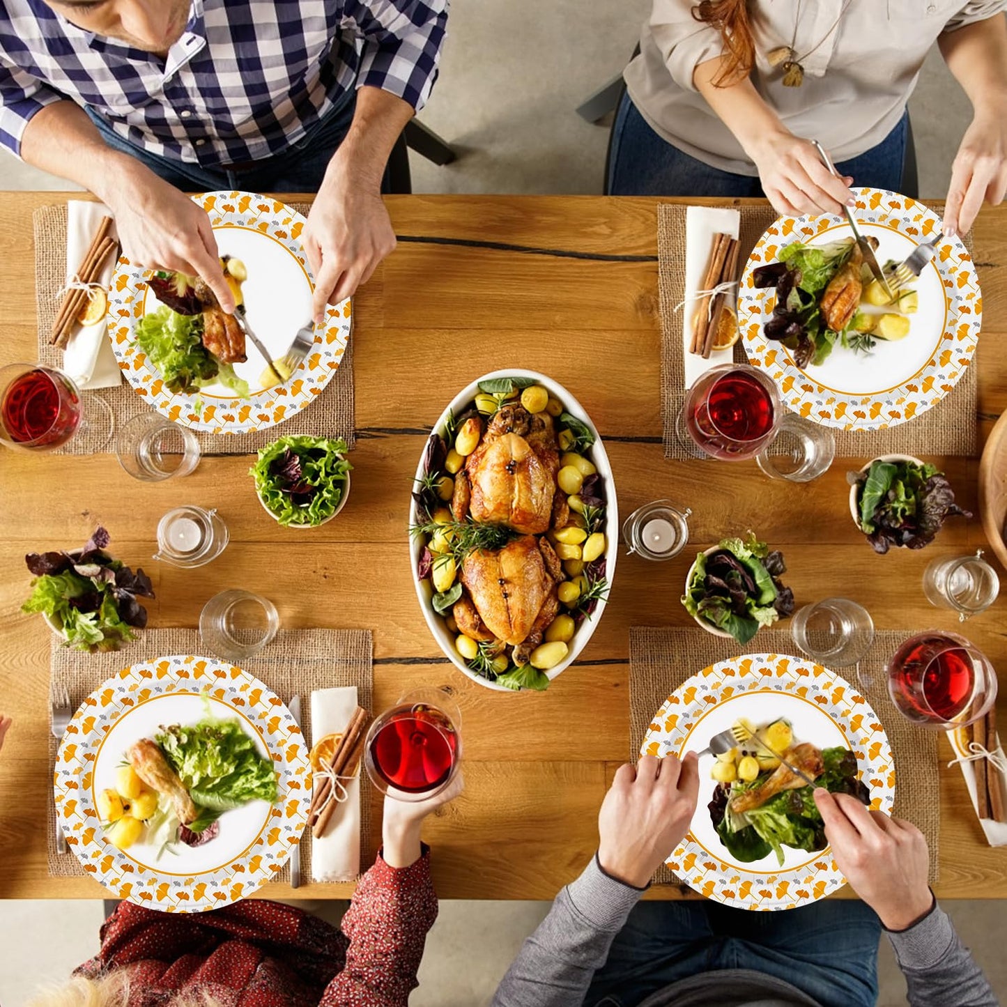 Ginkgo Paper Plates 8.5 Inch Bulk 150 Count, Thickened Heavy Duty Disposable Paper Plates for Party and Dinner