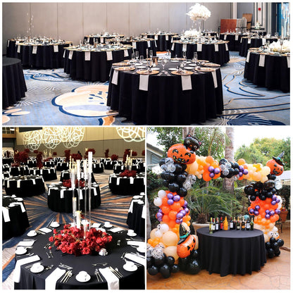 RestfulGlow 8 Pack Round Tablecloth 108 Inch Black Table Cloth for Round Tables, Washable Polyester Tablecloth Stain and Wrinkle Resistant Decorative Table Cover for Wedding Party Dining Banquet