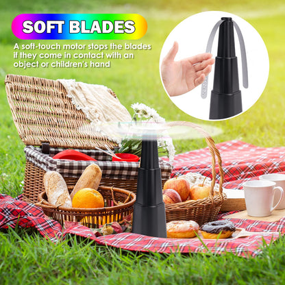 KTDRJN Fly Fans for Tables,Food Indoor Outside,4 Pack Portable Outdoor Picnic Fan,Batteries Powered Table Restaurant, Party, Home,Outdoor Dinner(Black)