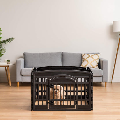 IRIS USA 24" 4-Panel Dog Playpen with Door, 35 x 35 x 24, Puppy Playpen, Dog Play Pen Indoors, Pet Fence, Puppies/Small Dogs, Black
