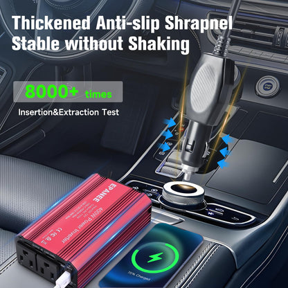 400W Power Inverter 12V DC to 110V AC, Car Charger Plug in Adapter Outlet with PD 65W USB-C&QC 18W Port, Portable Power Converters for Laptop Vehicles Camping Road Trip Essentials Adults