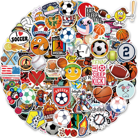 pcnearty 300 Pcs Sport Stickers for Kids, Sport Water Bottle Stickers, Vinyl Waterproof Laptop Sticker for Water Bottle, Bulk Sticker Packs for Boys Kids Classroom Prizes for Elementary Students