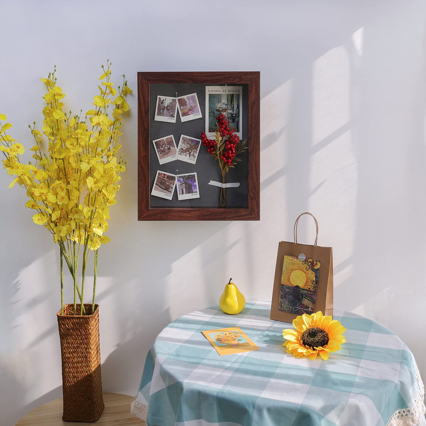 Frametory, 11x14 Shadow Box Frame - Front Opening - 2 Inch Depth Display for Wall and Tabletop - Memory Box With 6 Pins Included (Walnut)