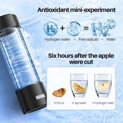MOVOCA Upgrade Hydrogen Water Bottle, 3Min 2200PPB Rapid Hydrogen Water Generator -SPE PEM Tech, 14OZ Portable Hydro Water Machine, Health Care Gifts for Husband, Wife, Family, Friends, Travel