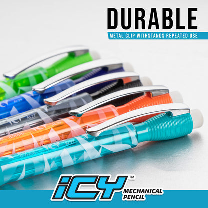 Pentel Icy Razzle-Dazzle Mechanical Pencil, (0.7mm), Assorted Barrels, Color May Vary, Pack of 12 (AL27RDBP12M)