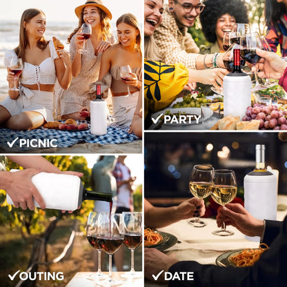 Premium Wine Chiller - Wine Bottle Chiller Double Walled, Vacuum Insulated Wine Cooler for Most 750mL Champagne and Wine Bottles